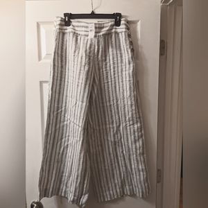 Lou & Grey Wide Leg Cropped Sailor Pant in Linen - Size 10
